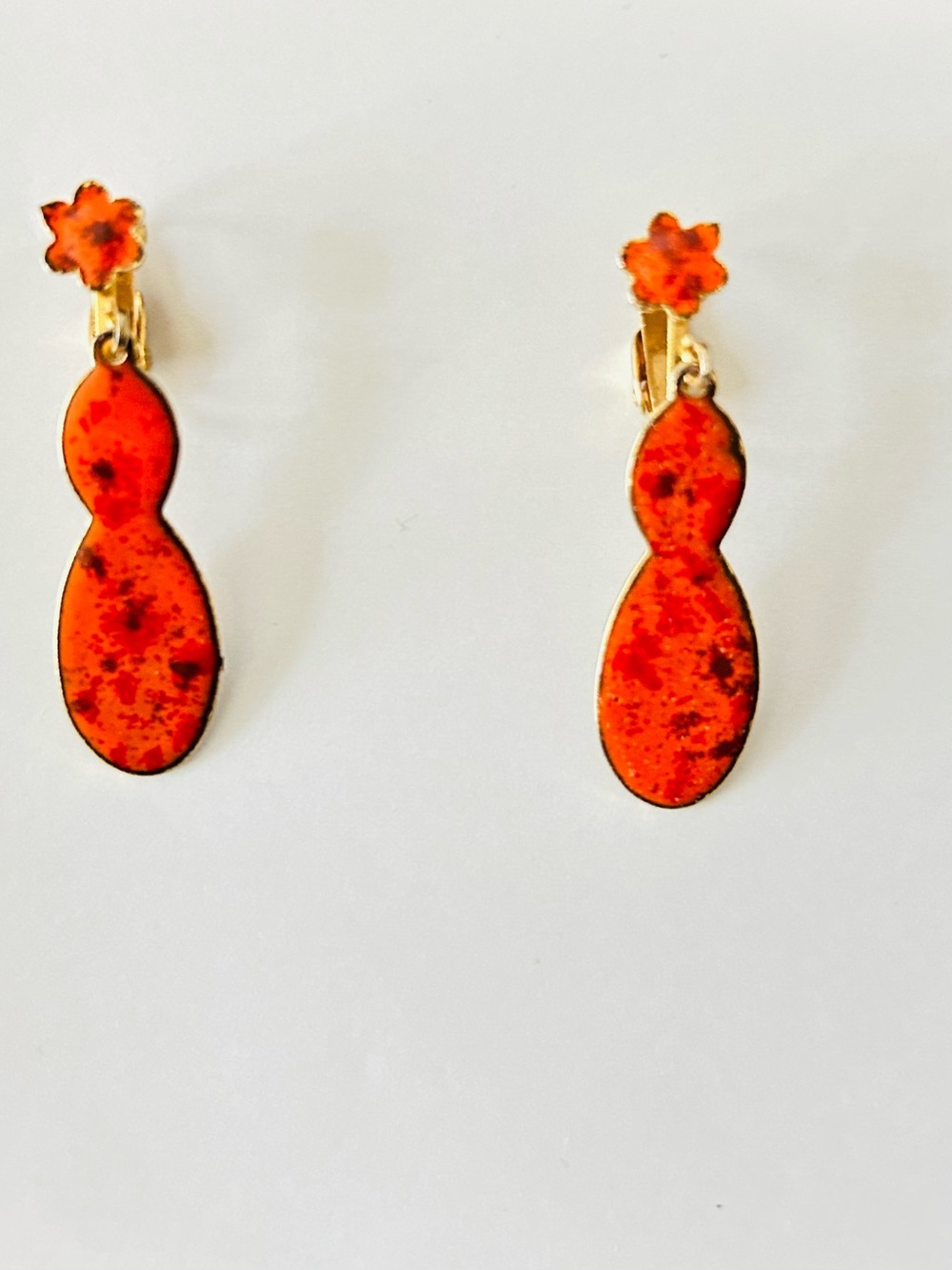 Vintage Orange Drop Clip Earrings